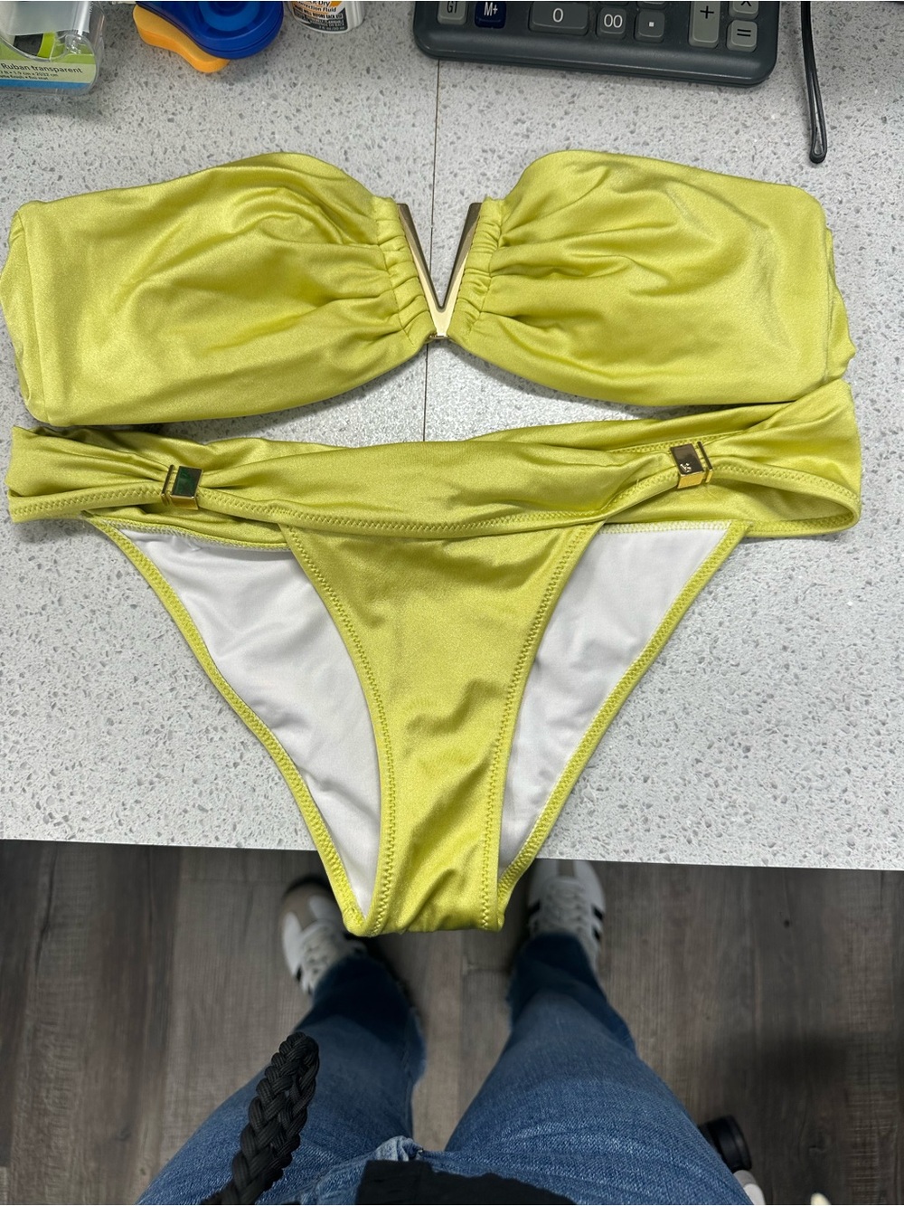 Victoria's Secret Neon Lime Bandeau Bikini Set